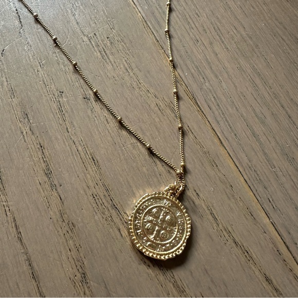 Mod + Jo St Benedict Gold Coin Necklace 14k Gold - Picture 6 of 8